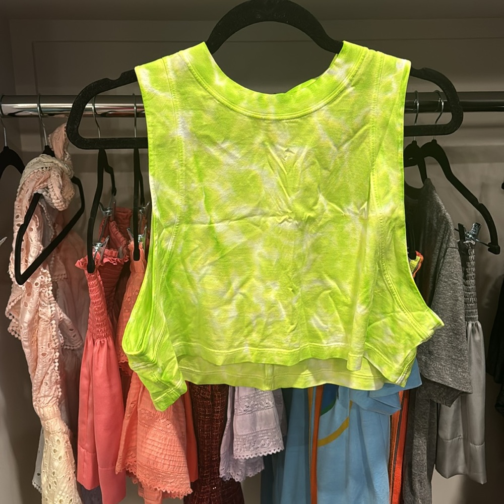 NWOT Lululemon All Yours Cropped Tank Neon Yellow and White